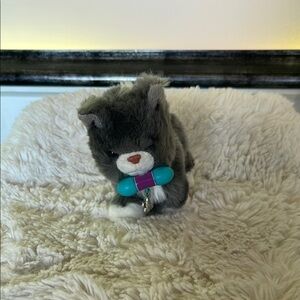 American girl Gray semi Plush Cat moveable arms / legs with Blue and Purple Toy